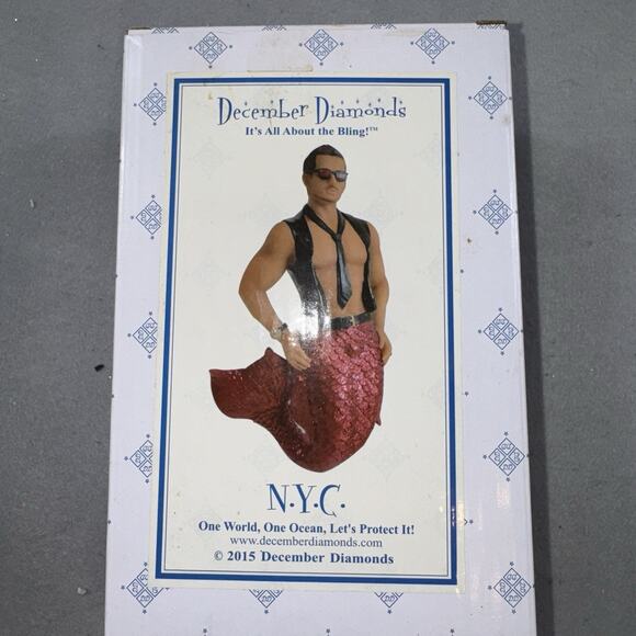 December Diamonds NYC Merman Ornament 2015 Retired Big Apple Red Tail #55-90851 - Picture 9 of 10